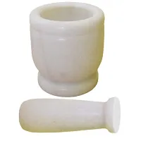 White Marble Kharal Small 3 Inch | 3 Inch Marble Mortar Pestle Set-thumb1