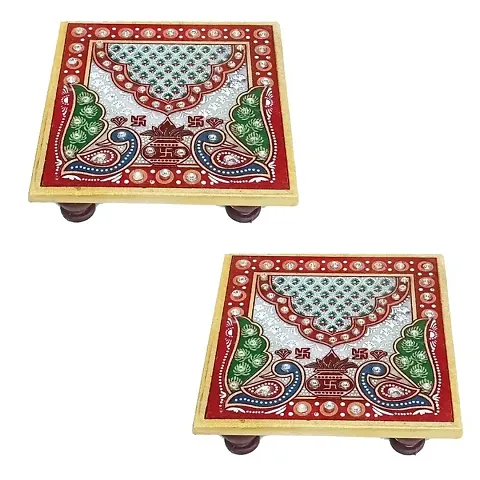 Handicraft Kingdom Marble Chowki for Laddu Gopal Ji