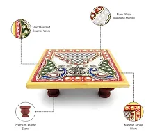 Small Marble Chowki For God | Handcrafted Peacock Design Square Shaped Mini Marble Chowki For Pooja, God, Idols And Home Decor (Size: 4 X 4 Inch, Pack of 1, Multi Colour)-thumb3