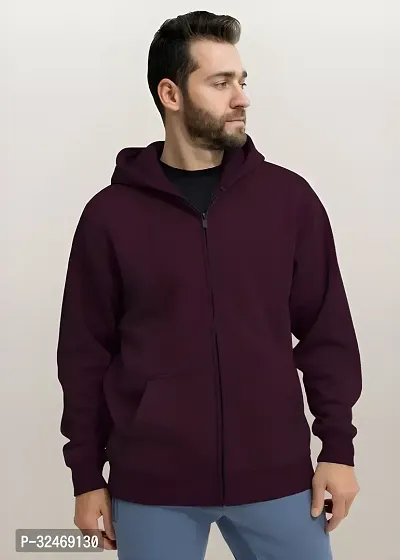 Full Sleeve Zip Open Hood Neck Sweatshirt-thumb0