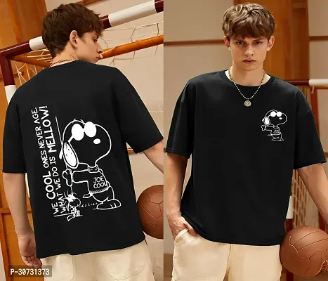 Men Front  Back Printed Round Neck Oversized T-Shirt-thumb0