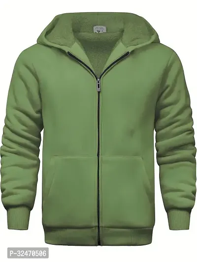 Men Full Sleeve Hood Neck Zip Open Sweatshirt-thumb0