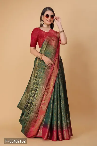 Beautiful Art Silk Jacquard Women Saree with Running Blouse-thumb4