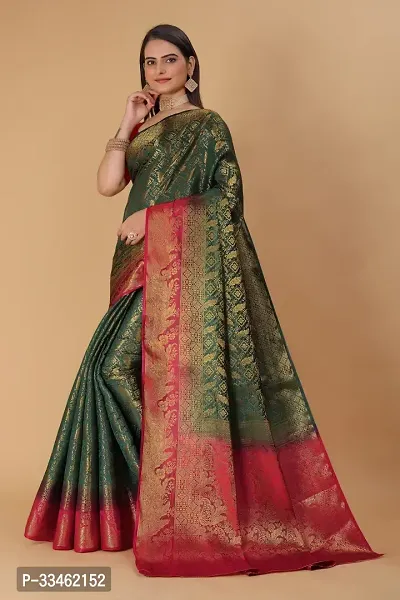 Beautiful Art Silk Jacquard Women Saree with Running Blouse-thumb2