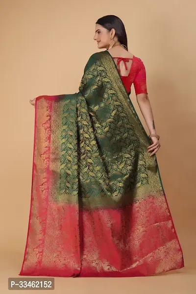 Beautiful Art Silk Jacquard Women Saree with Running Blouse-thumb3