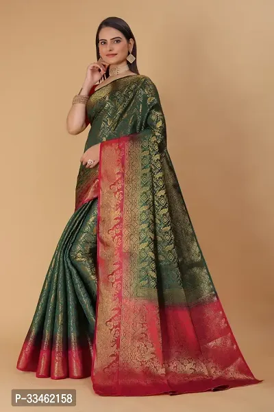 Beautiful Art Silk Jacquard Women Saree with Running Blouse-thumb3