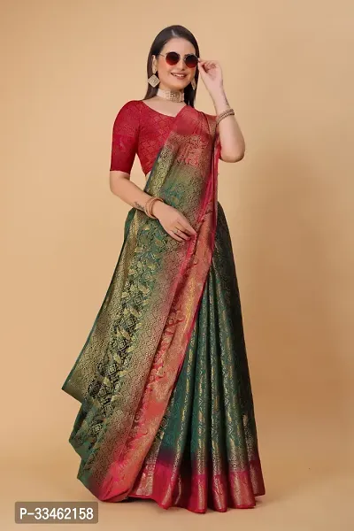 Beautiful Art Silk Jacquard Women Saree with Running Blouse-thumb2