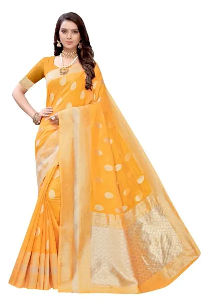 Trendy Cotton Silk Jacquard Sarees with Blouse Piece