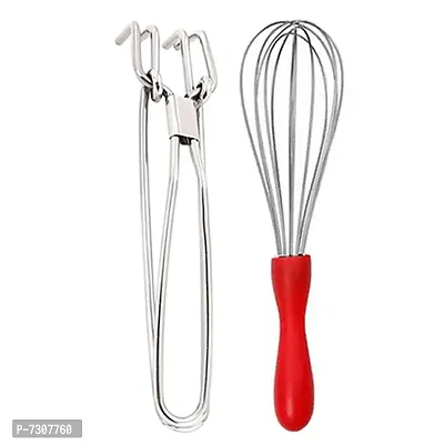 JISUN Stainless Steel Pakkad / Dish Holder  Egg Whisk / Egg Beater for Kitchen Tool Set