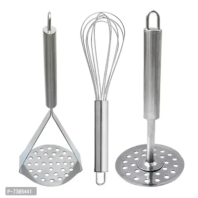 JISUN Stainless Steel Egg Whisk  (Pack of 2) Potato Masher for Kitchen Tool Set-thumb0