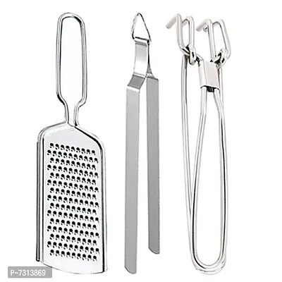 JISUN Stainless Steel Cheese Grater  Pakkad  Roti Chimta for Kitchen Tool Set