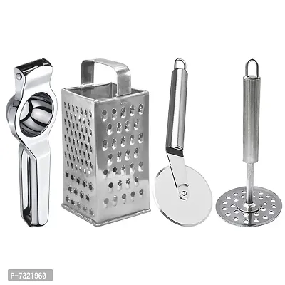 JISUN Stainless Steel Lemon Squeezer  Grater  Pizza Cutter  Potato Masher for Kitchen Tool Set