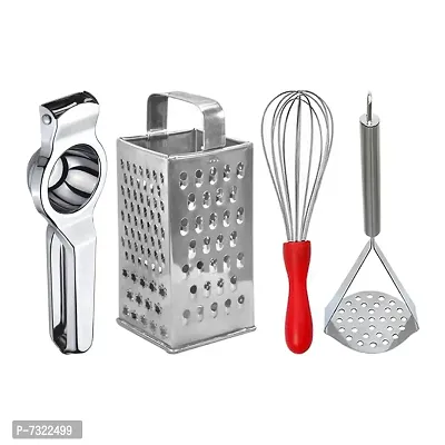 JISUN Stainless Steel Lemon Squeezer  Grater  Egg Whisk  Potato Masher for Kitchen Tool Set-thumb0