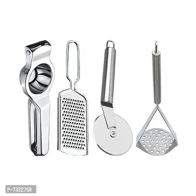 JISUN Stainless Steel Lemon Squeezer  Cheese Grater  Pizza Cutter  Potato Masher for Kitchen Tool Set-thumb0