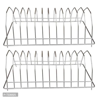 JISUN Stainless Steel Plate Stand / Dish Rack (Pack of 2)Steel  for Kitchen