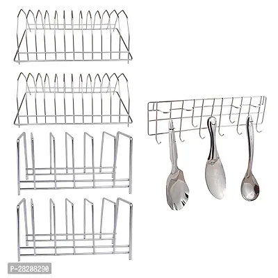 Stainless Steel Wall Mounted Racks  Holder Wall Mounted, Pack of 4-thumb0