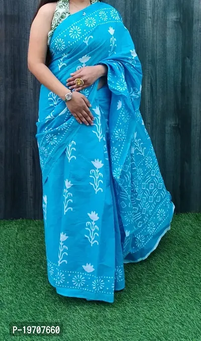 Elegant Multicoloured Cotton Saree with Blouse piece