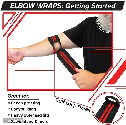 Elbow Support for Gym - Elbow Brace for Men Women Workout | Elbow Compression Sleeves with Straps for Tendonitis Pain Relief, Tennis, Volleyball, Cricket - Elbow Band (Red-Black)-thumb2