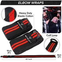 Elbow Support for Gym - Elbow Brace for Men Women Workout | Elbow Compression Sleeves with Straps for Tendonitis Pain Relief, Tennis, Volleyball, Cricket - Elbow Band (Red-Black)-thumb3