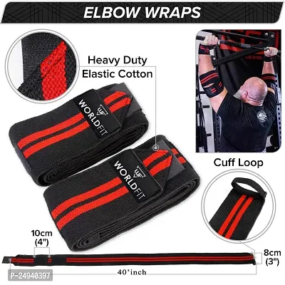 Elbow Support for Gym - Elbow Brace for Men Women Workout | Elbow Compression Sleeves with Straps for Tendonitis Pain Relief, Tennis, Volleyball, Cricket - Elbow Band (Red-Black)-thumb4