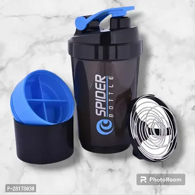 Spider Gym Protein Shaker Bottle With Two Storage Compartments-thumb0