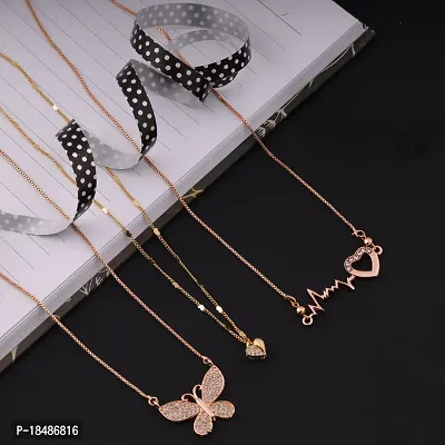 Elite Glittering Necklace Chains Combo For Women And Girls