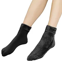 Buyraa Soft Warm Hot Fully Stretchable Velvet Socks for Womens Thumb Socks For Girls | Ladies - Black Socks 1 Pair-thumb2