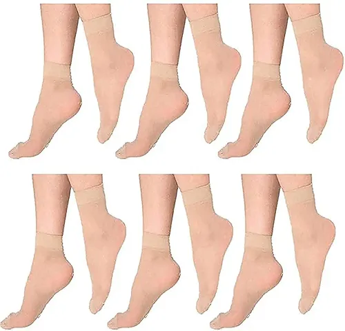 Ultra-Thin Transparent Nylon Ankle Length Summer Skin Socks pack of -06_