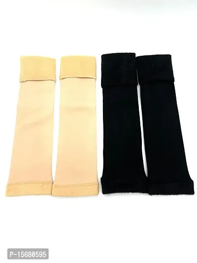 Adult Thermal Leg Warmers Winter Warm Fur Long Leg Warmers Over Knee High Footless Socks- Unisex Pack of-2 skin,black-thumb0