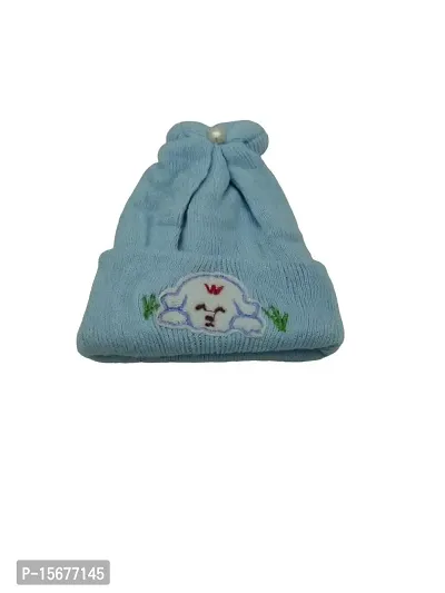Herbal Aid Stylish Winter Cap for New Born Babies Cap Soft Fur Inside Light Blue-001-thumb2