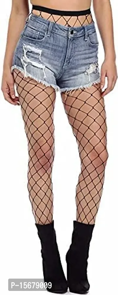 Hind Home Women's Nylon Spandex High Waist Fishnet Stockings, Free Size-thumb0