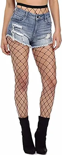 Hind Home Women's Nylon Spandex High Waist Fishnet Stockings, Free Size