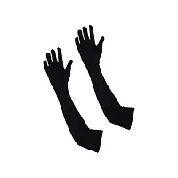 HerbalAid Cotton Full Hand Arm Sleeves for Women and Men (Black, Free Size)-thumb1