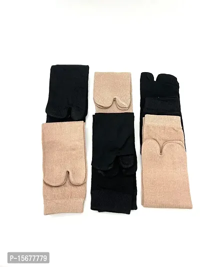 Herbal Aid Women's Ankle Length Cotton Beige Skin Color Thumb Socks(Pack of 6)(Free size)