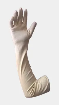 NKB Full Hand Gloves for Women (Small, Beige)-thumb1