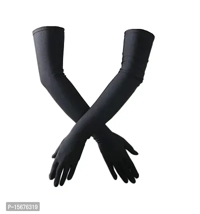 Herbal Aid HerbalAid UV Protection Full Hand Gloves for Driving, Biking, Hiking, Cycling (Free Size, Black)-thumb0