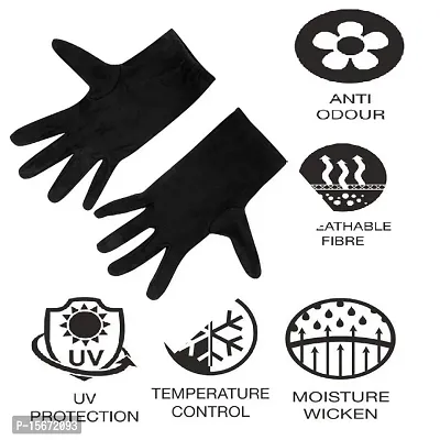 Herbal Aid Half Sleeve Gloves Black for Protection 4 Pair-thumb5