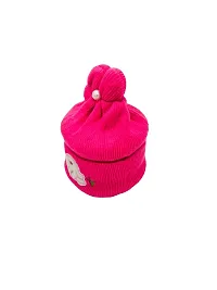 Herbal Aid New Born Babies Cap Soft Fur Inside Stylish Winter Cap Dark Pink Pack of-1-thumb1