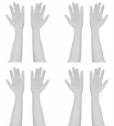 Herbal Aid Full Sleeve Gloves White for UV Protection 4 Pair