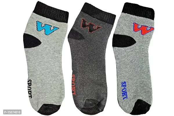 Buyraa Sports Men's Ankle Socks Cotton Socks for Winter Assorted Colors Pack of 3 Light