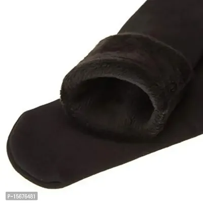 Buyraa Soft Warm Hot Fully Stretchable Velvet Socks for Womens Thumb Socks For Girls | Ladies - Black Socks 1 Pair-thumb2