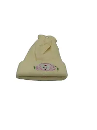 Herbal Aid Very Soft Comfortable Stylish Winter Cap for New Born Babies Cap Soft Fur Inside Off White-01-thumb3