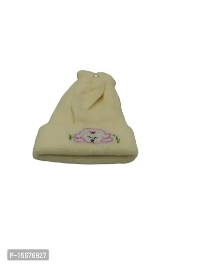 Herbal Aid Very Soft Comfortable Stylish Winter Cap for New Born Babies Cap Soft Fur Inside Off White-01-thumb4