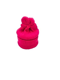 Herbal Aid New Born Babies Cap Soft Fur Inside Stylish Winter Cap Dark Pink Pack of-1-thumb2