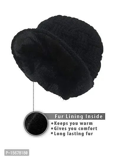 Hind Home Knitted Slouchy Black Color Beanie Cap for Men  Women-thumb4