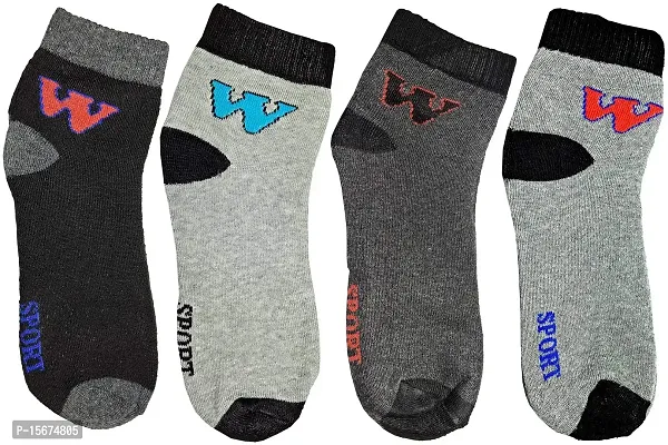 Buyraa Sports Men's Ankle Socks Cotton Socks for Winter Assorted Colors Pack of 4