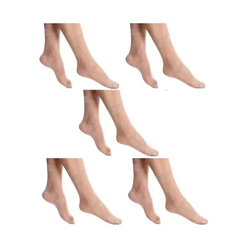 Ultra-Thin Skin Transparent Nylon Ankle Length Summer Socks Pack of-10 pair