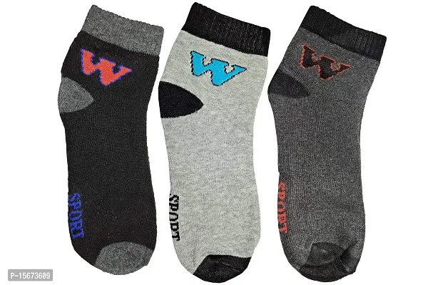 Buyraa Sports Men's Ankle Socks Cotton Socks for Winter Assorted Colors Pack of 3 Dark-thumb0