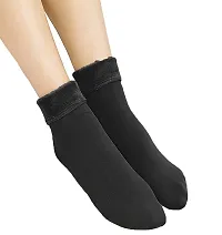 Buyraa Soft Warm Hot Fully Stretchable Velvet Socks for Womens Thumb Socks For Girls | Ladies - Black Socks 1 Pair-thumb4