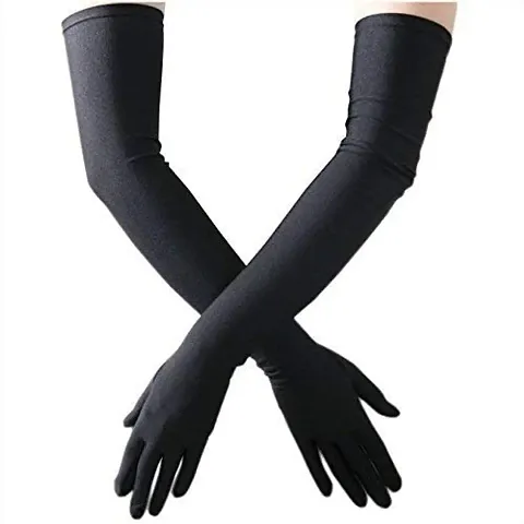 VT VIRTUE TRADERS Driving Gloves Full Hand Arm Sleeves Gloves for Women and Men for Driving, Biking, Cycling, UV Protection, Dust, Pollution and Sunburn Sunlight Protection (Black, Pack of 1 Pair)